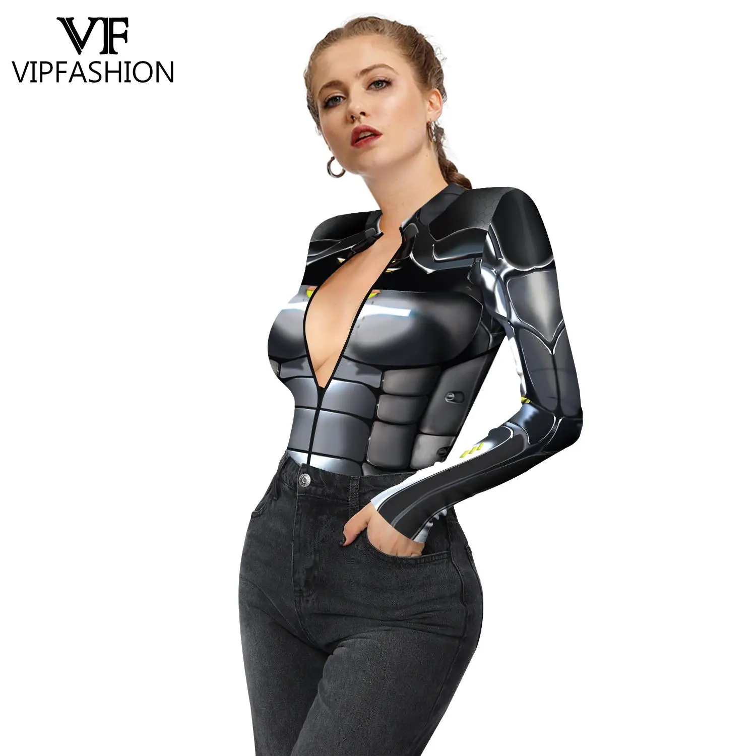 VIP Mode Frauen Roboter Bodys Halloween Kostüm Punk-Stil Overalls brennenden Mann Festival Outfit weiblichen einteiligen Anzug