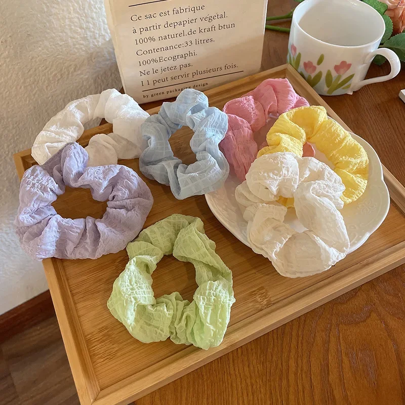 4-7pcs/set Candy Color Hair Scrunchies for Women Girls Cute Elastic Hair Ties Bands Headband Rubber Bands Hair Accessories image 2
