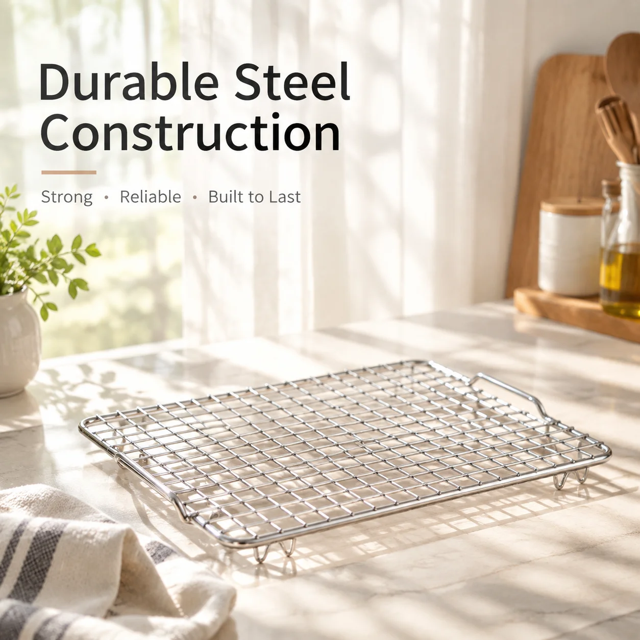 New Stainless Steel Cooling Rack Non-stick Silver BBQ Tray Barbecue Cooking Mesh Shelf