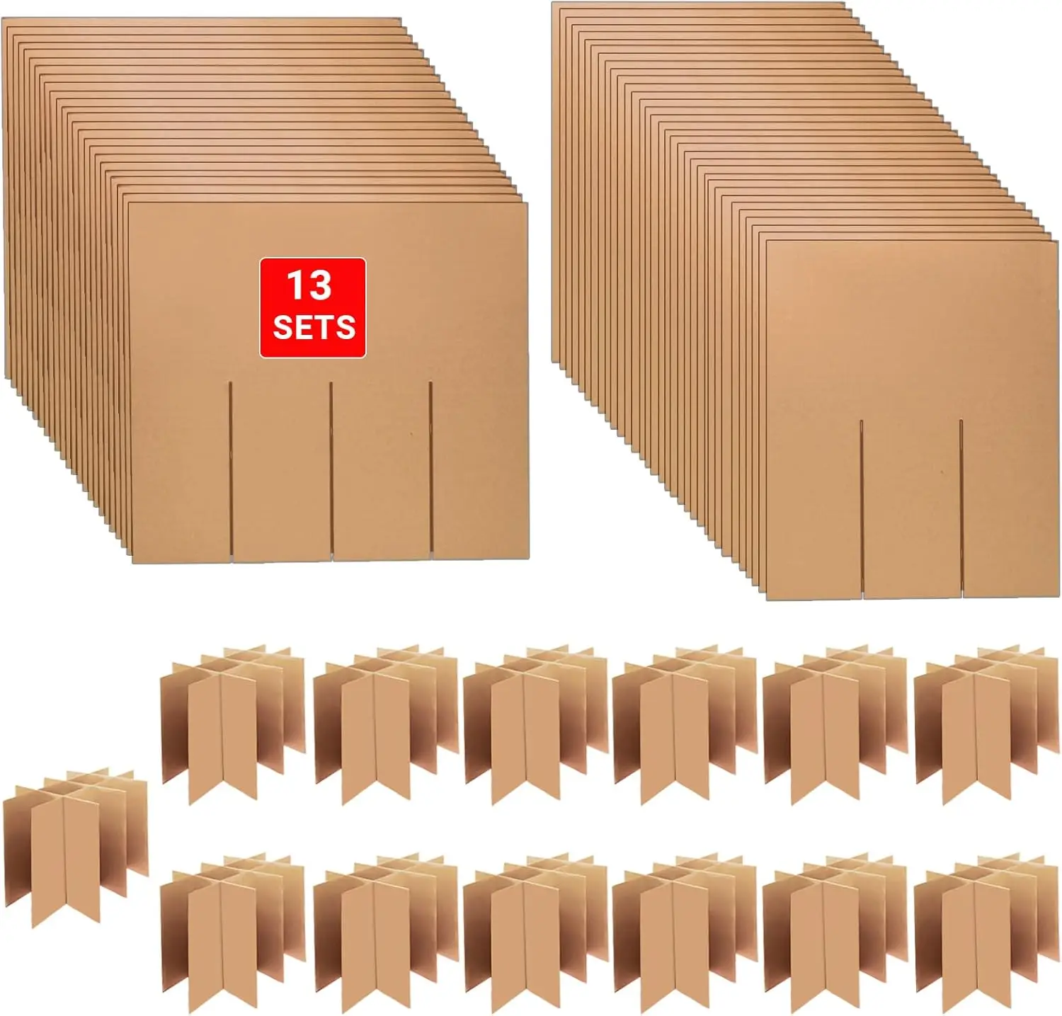 

13 Sets Moving Box Glass Dividers with 12 Compartments for 16x12x12 inch Boxes, Cardboard Divider Inserts for Kitchen Dish