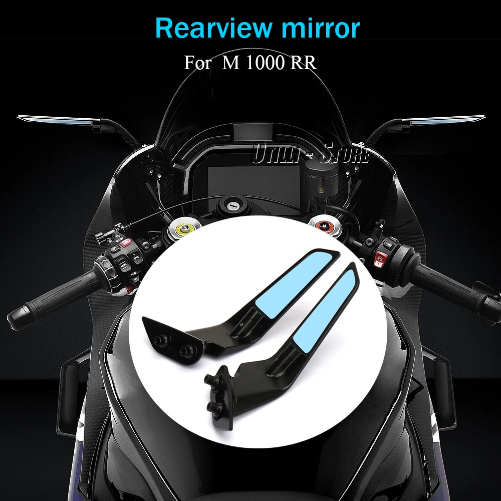 Motorcycle Black Rearview Mirrors Adjustable Rotating Wind Wing Mirror Kit For BMW M 1000 RR M1000RR m1000rr 2020 - 2024