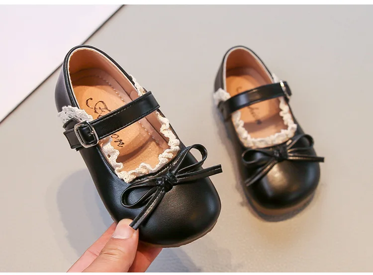 Mädchen Frühling Herbst Schleife Weiche Sohle PU-Lederschuhe Kinder Rutschfeste Spitzenbesatz Loafer Atmungsaktive Mary Jane Schuhe Kinder Freizeitschuhe – Detail 10