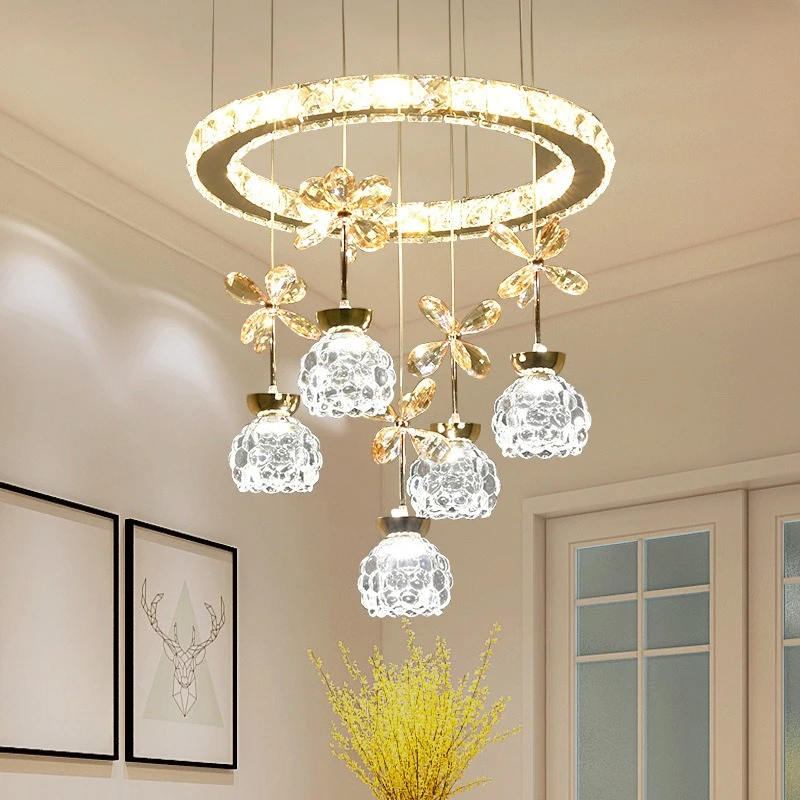 

Restaurant chandelier three heads modern simple dining table dining room lamp household creative personality led crystal lamp