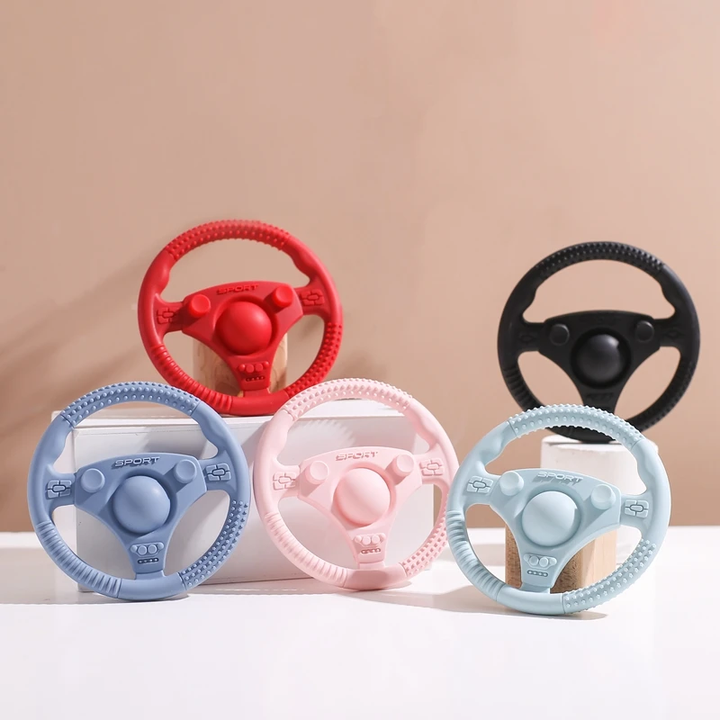 

1PC Baby Food Grade Silicone Car Steering Wheel Nursing Teething Toys BPA Free Silicone Teether Toys For Newborn Teething Toys