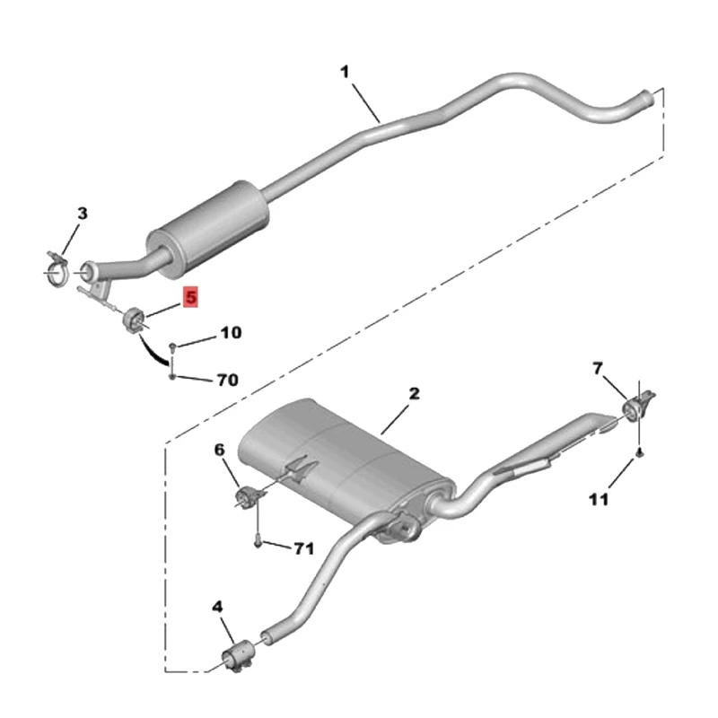 9674551180 Exhaust Pipe Fixing Bracket Exhaust Hose Lifting Lug Rubber Bracket For Peugeot 308 308S 308 (T9) 408 C4 C5