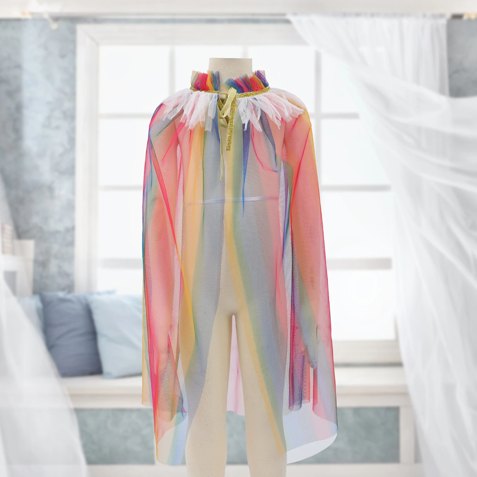 

Creative Mermaid Cape For Kids Exquisite Girl Party Cloak Gauze Costume Soft Comfortable Masquerade Stage Performance Cosplay
