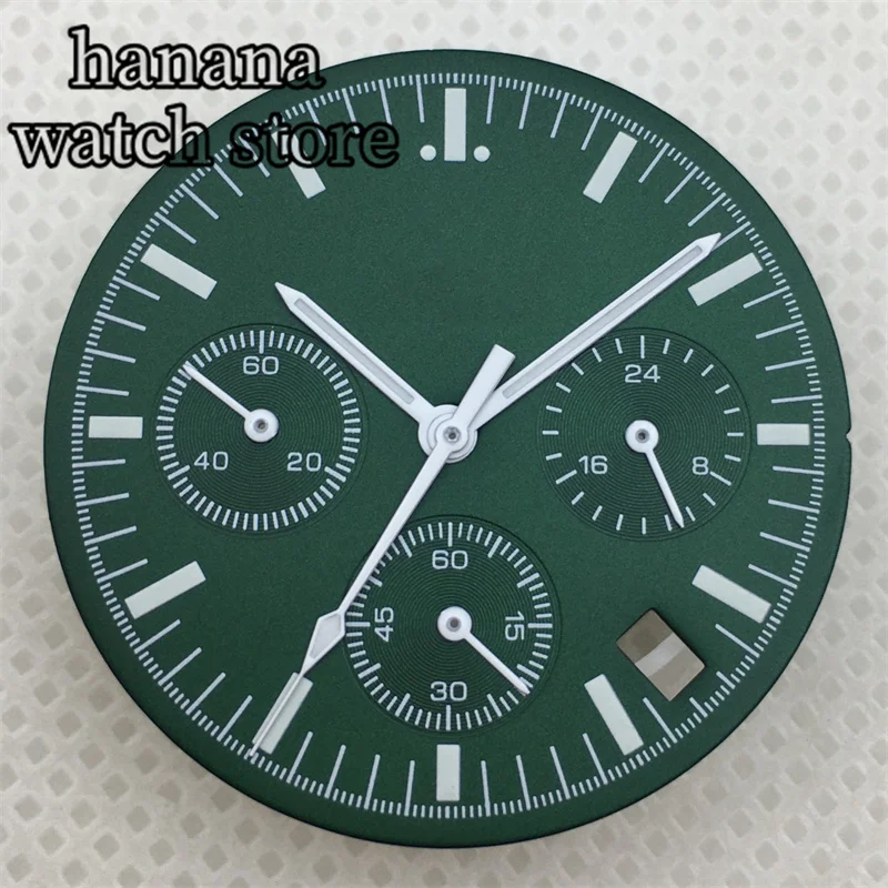 BLIGER VK63 Accessory 31.5mm dial Black and white green grey dial and hands green luminous fit VK63 quartz movement