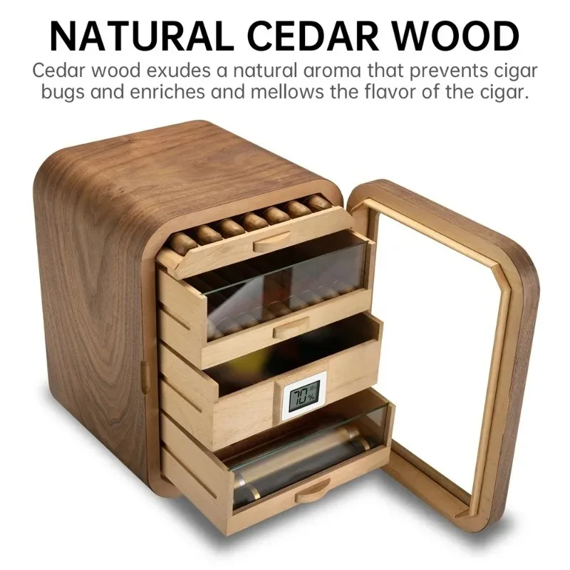 Humidor Cabinet Handmade Humidor Box Cedar Desktop Box Hygrometer Cedar Wooden Cigar Humidor Case