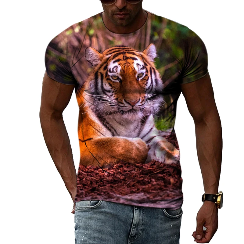 Summer Men's Animal 3D T-shirt Hip Hop Trend Personality Fashion Round Neck Tops New Casual Street Fashion Short Sleeve Clothing