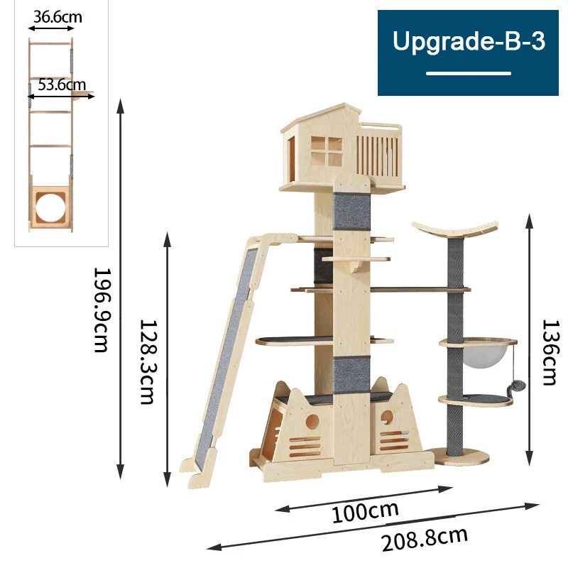 Solid Wood Multi-level Large Cat Climbing Frame Large Cat Tower Cat Tree Villa Multi-functional Pet Furniture For Indoor Multipl