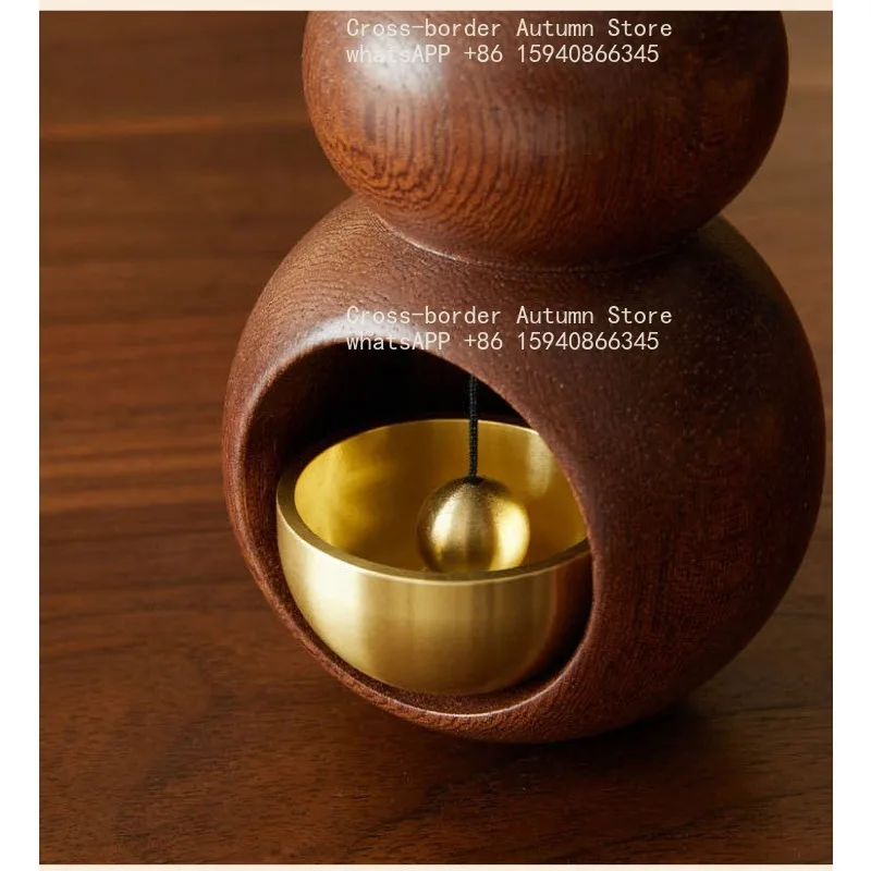 Fulu gourd doorbell 2026 Year of the Horse entrance door bell creative solid wood door opening reminder copper bell decoration