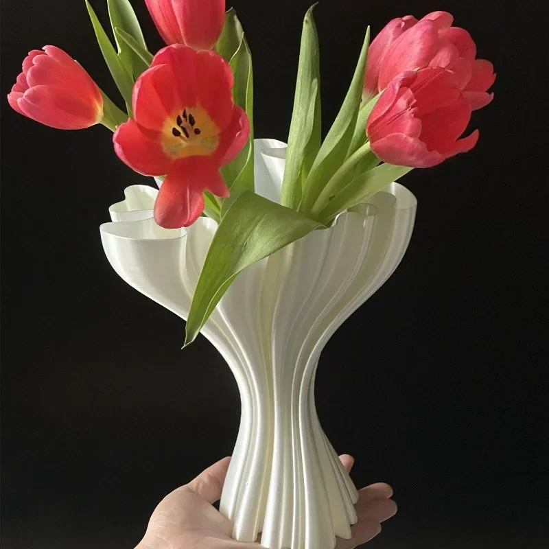 3D Stereoscopic Printing Artistic Vase White Modern Simple Luxury Nordic Living Room Vases Creative Interior Decoration JJ660