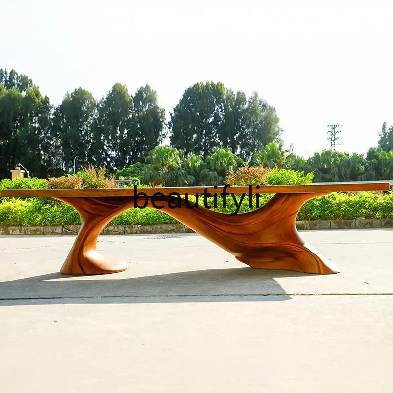 Solid wood large board tea table boss office conference table 3 meters large flat wood tea table