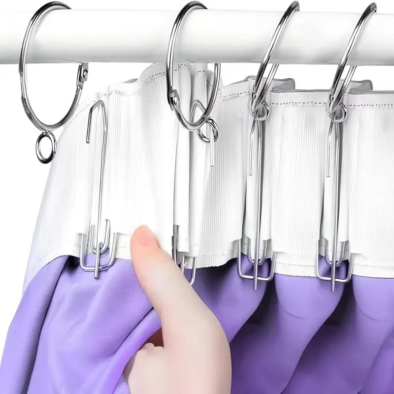 Stainless Steel Pinch Hooks 4 Prongs Curtain Pleated Hook Curtain Pinch Pleat Hooks Drapery Pins DIY Pleat Clips Accessories