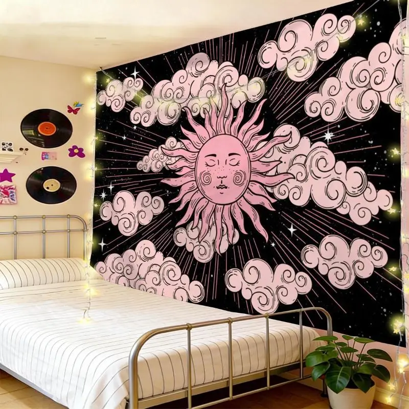 VIKAMA Bohemian Celestial Tapestry Cloud Sky Aesthetics Wall Hanging Bedroom Dormitory Female Room Home Decoration