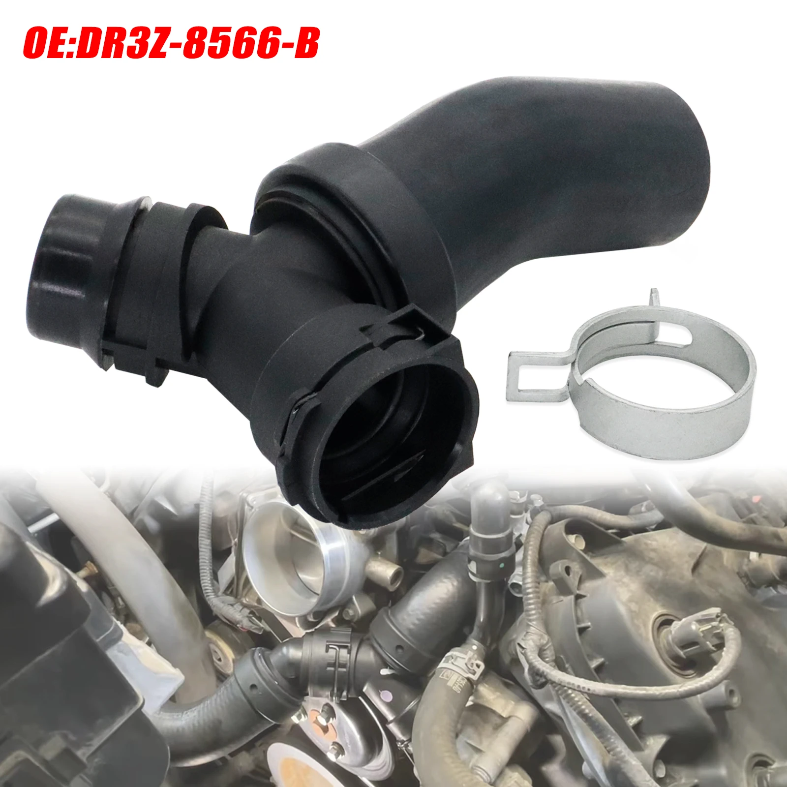 New For Ford F150 Lobo Mustang Lincoln Mark LT 5.0L 5.2L T-Connector Pipe Hose Replacement Radiator Hose DR3Z8566B Pickup Truck