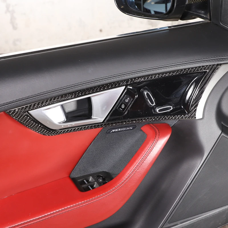 For Jaguar F-TYPE F Type 2013-2022 Soft Carbon Fiber Car Interior Handle Frame Cover Trim Sticker Car Accessories Interior