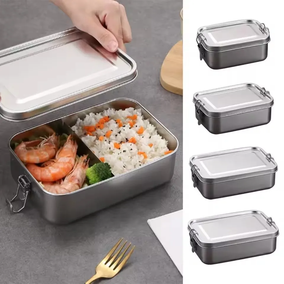 Durable Stainless Steel Bento Box Large Capacity Square Lunch Box with Lid Leakproof Lunch Container Outdoor view 6