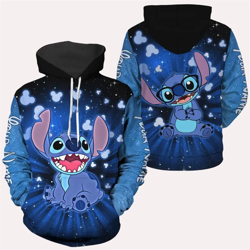 Men's and Women's Cartoon Disney Stitch 3D Printed Hoodie Ins Style Long-sleeved Sweatshirt Fashionable Casual Children's Hoodie