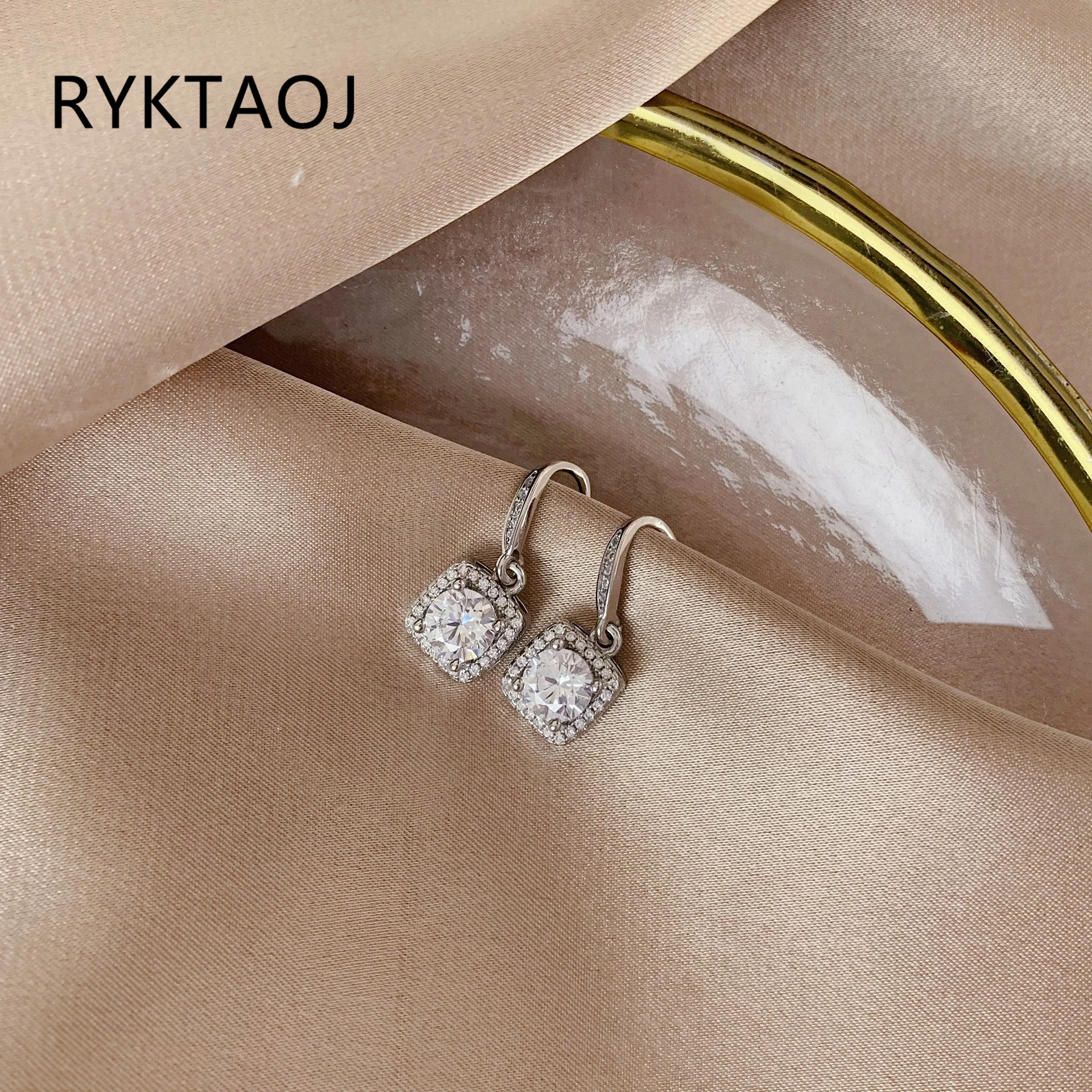 925 Sterling Silver Cushion Cut CZ Dangle Hook Earrings for Women, Halo Square Cubic Zirconia Drop Earrings, Fine Jewelry Gift