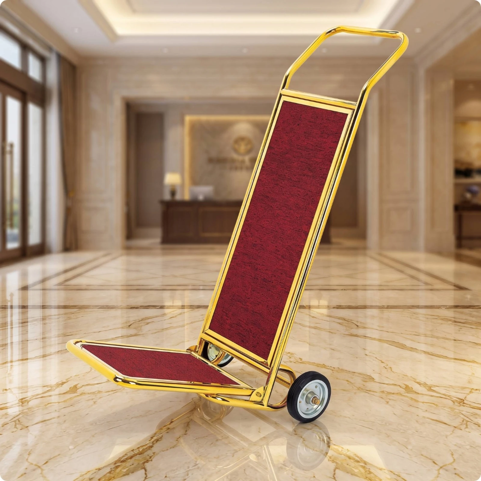 Foldable Luggage Trolley Compact Foldable Luggage Cart Portable Baggage Cart Small Hand Truck Dolly Space-Saving for Hotels