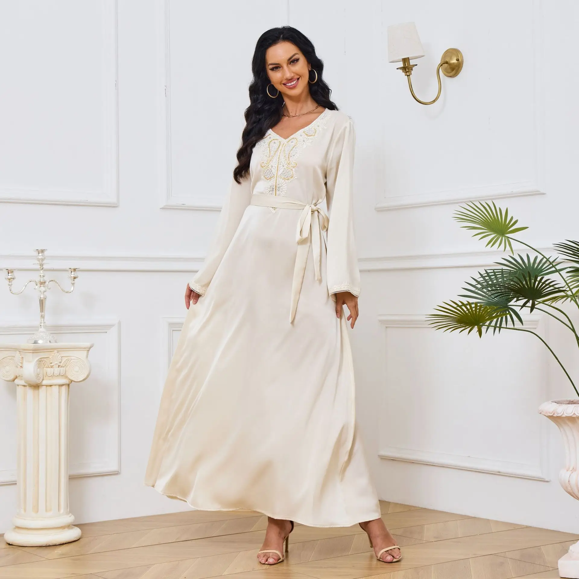 

Mt033 Women's Light Luxury New Style Lady Clothes Embellished Slim Fit Dress For Party And Evening Events Islam Elegant