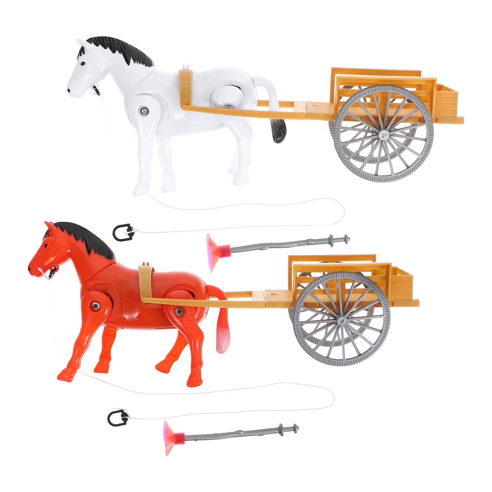 2 Pcs Revolving Toy Plastic Rotating Horse and Cart Toys Miniature Kids Electrical Educational Plaything Puzzle Christmas