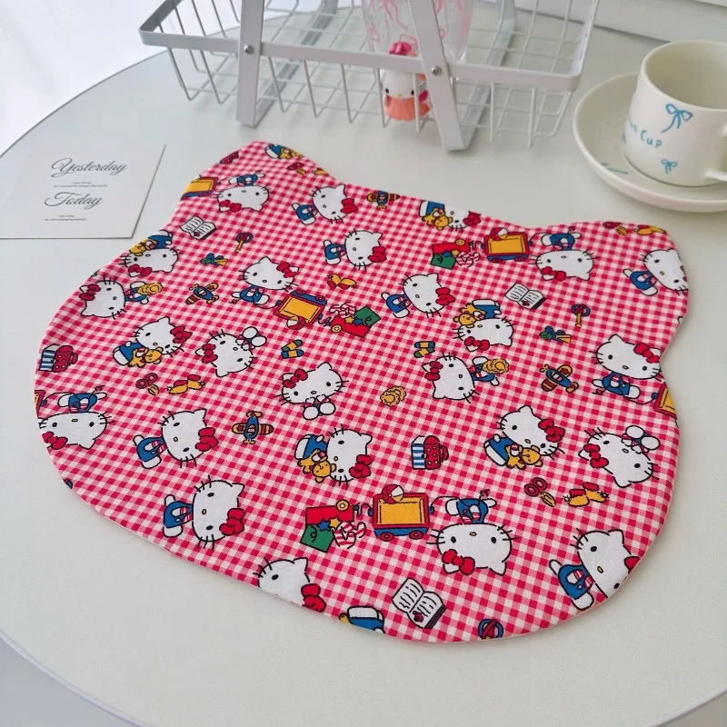 

Cute Hello Kitty Coaster Kawaii Cotton Cartoon Anime Kt Women Home Phone Tea Cup Decoration Desktop Ornament Girl Gift Wholesale