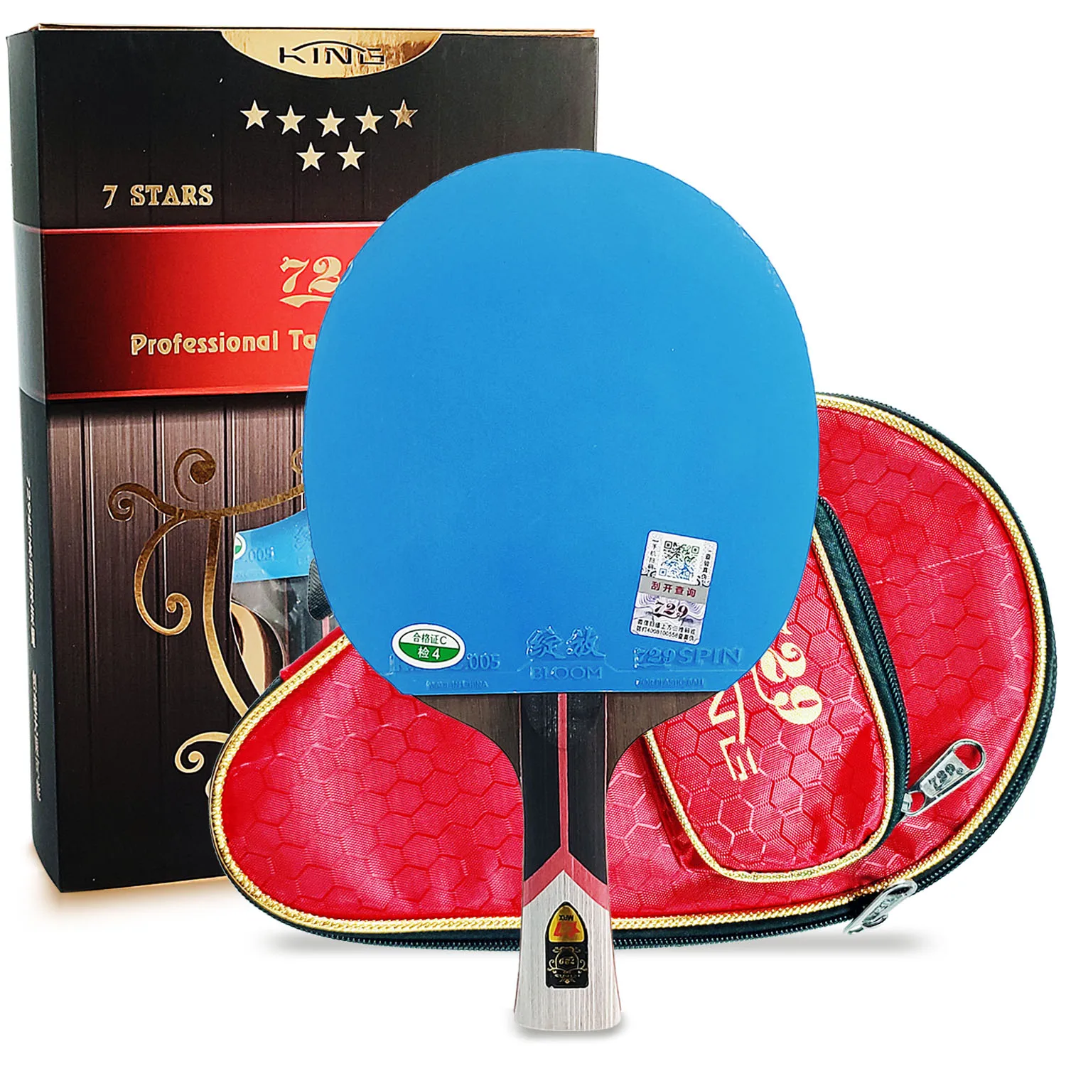 729 King 6/7 Star Table Tennis Racket Brand New Blue Rubber Sticky Ping Pong Racket Paddle Offensive Style with Loop Drive