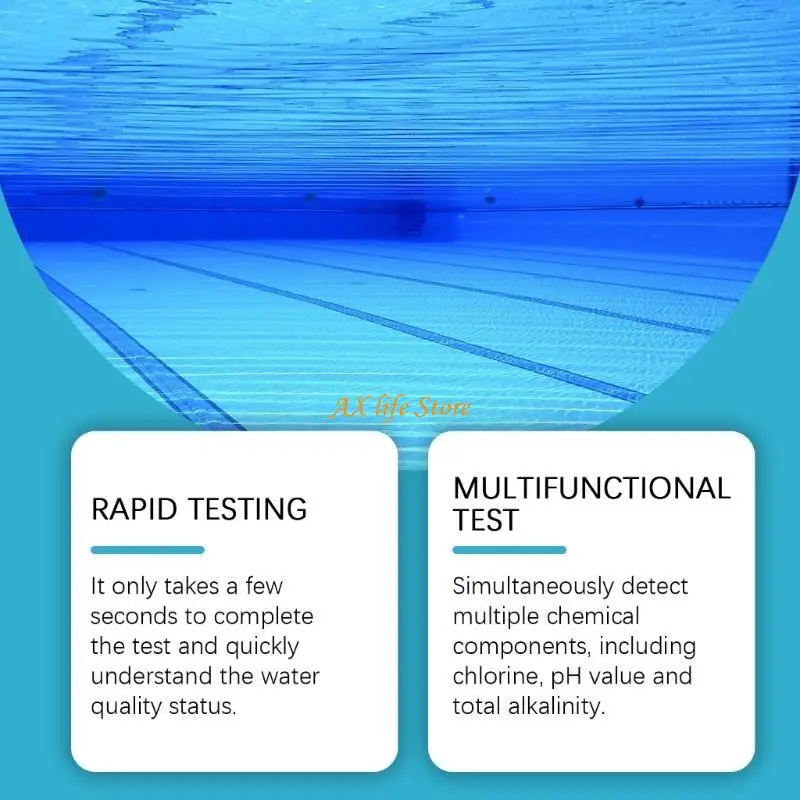 

J2HA 50 Pack Pool Water Test Strips High Precisions Alkalinity Chlorine Testing Paper