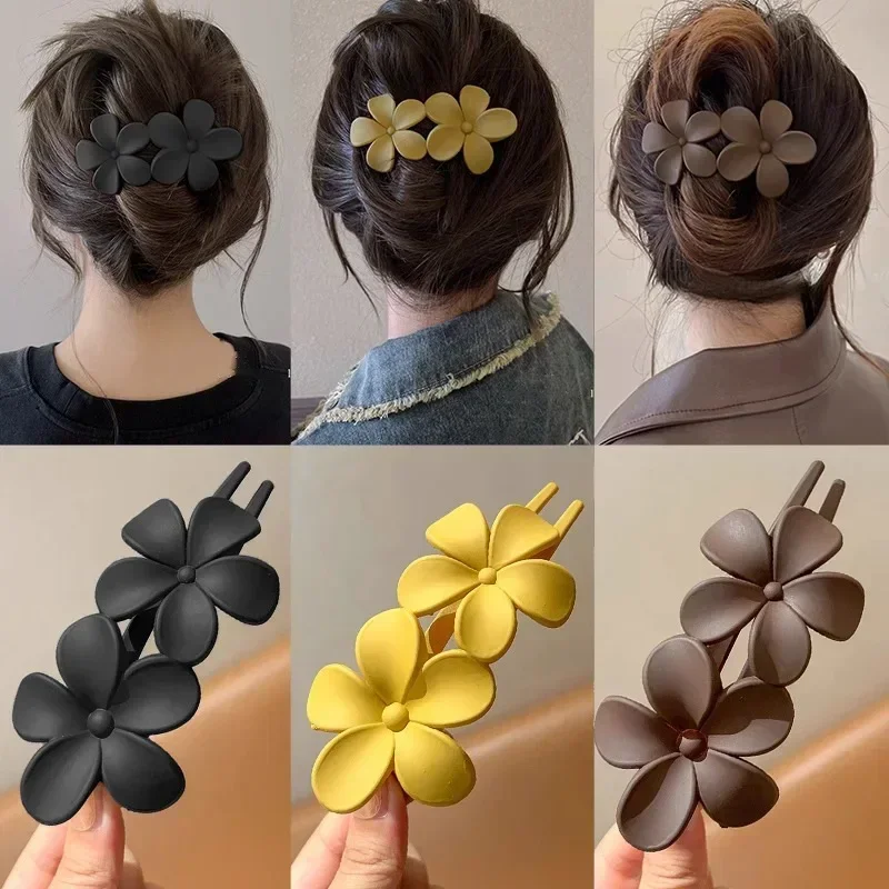 Fashion Flower Shape Hair Claw Clips Girls Frosted Hair Clip Duckbill Clip Cute Headwear Barrettes Hairpins Headwear Accessories