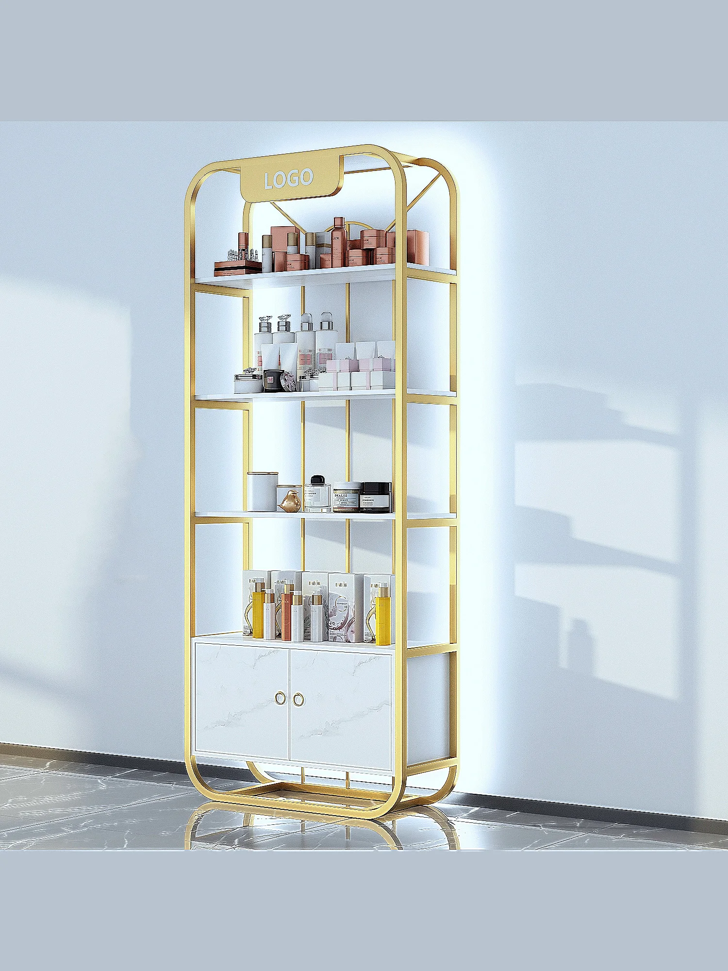 Cosmetics and skin care products multi-functional display counter shelf shelf beauty salon nail shop display shelf with light