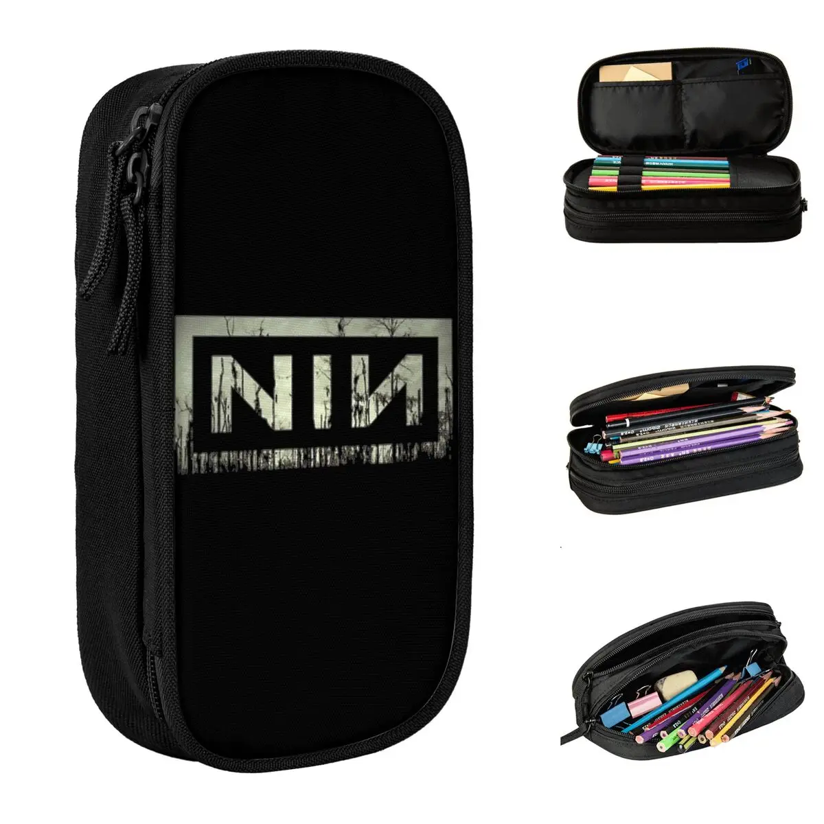 

Nine Inch Nails Rock Metal Band Pen Box Double Layer Large-capacity Office Supplies Pen Case Gift