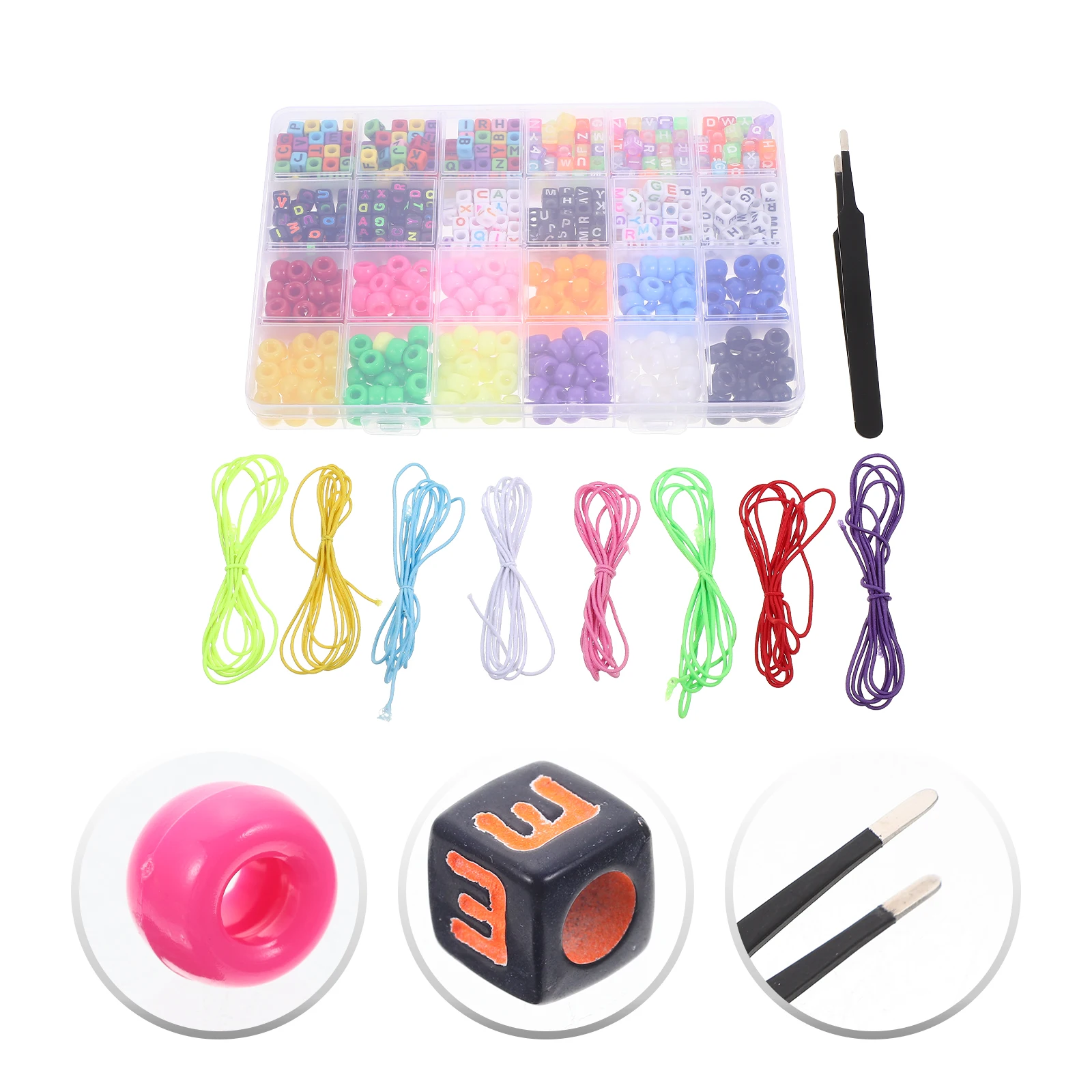 

1 set 1 Set Acrylic Letter Bucket Diy Bracelet Making Beads Elastic Rope Colorful Plastic Loose Beads Crafts Wedding Decor