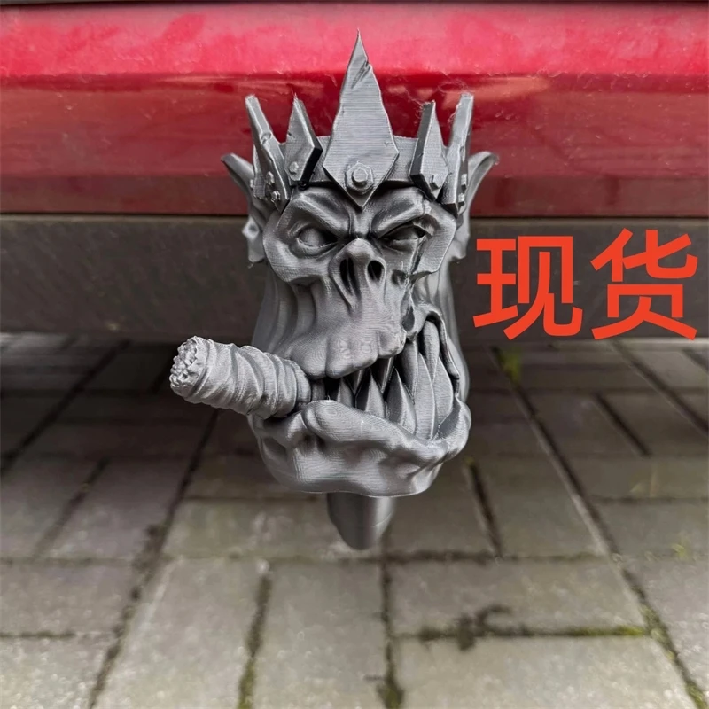 Cubierta para Enganche de Remolque Monster Crown, Figura de Terror de Plástico Plateado y Marrón, Adorno para la Parte Trasera del Automóvil, Decoración Espeluznante para Regalo de Conductores