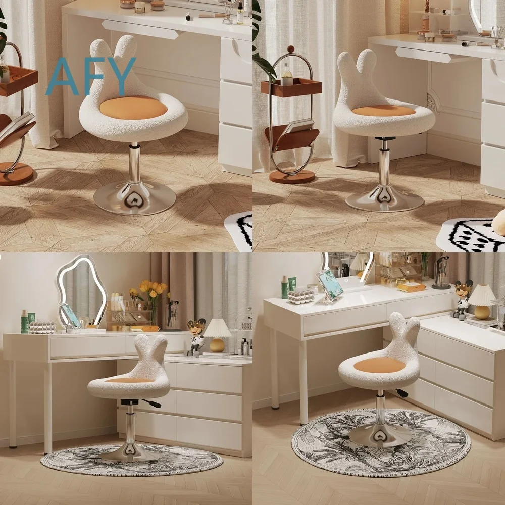 Premium Rotating Makeup Stool for Bedroom Dressing Table Lift Chair with Backrest for Girls Manicure Vanity Seating Ergonomic