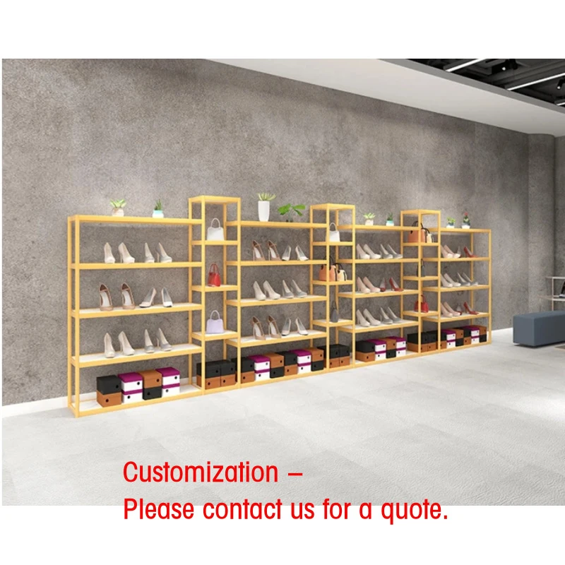 custom.Multi-Tier Aluminum Alloy Shoe Rack & Bag Display Stand Retail Mall