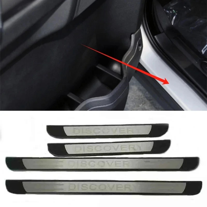 4Pcs/Lot ABS Stainless Steel For 2004-2016 LAND ROVER Discovery III IV Car Door Sill Pedal Welcome Scuff Plate Decoration Cover