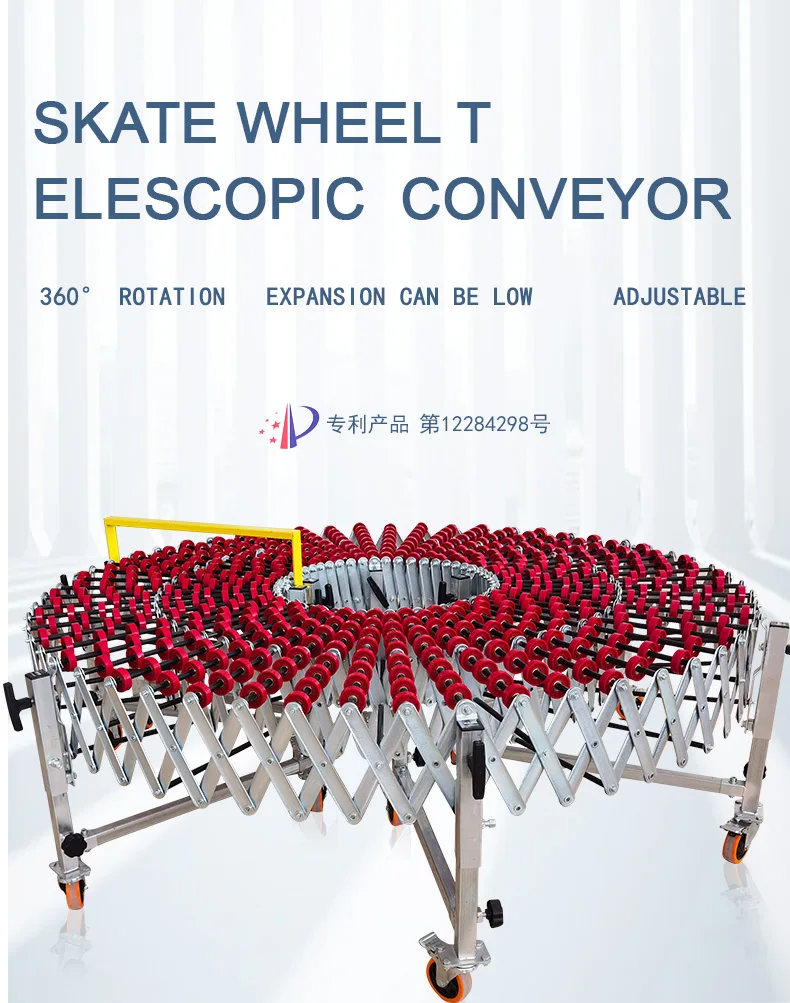 Expandable Gravity Skate Wheel Conveyor Height Adjustable Flexible Conveying Equipment for Truck Unloading