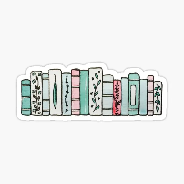 Pastel Books  5PCS Stickers for Decor  Luggage Art Laptop Cartoon Background Water Bottles Window Home Cute Funny Living Room