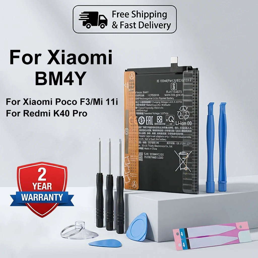 2026 Years Replacement Battery BM4Y For Xiaomi Poco F3 Mi 11i Redmi K40 Pro 4520mAh Long Lasting Phone Cells Compatible