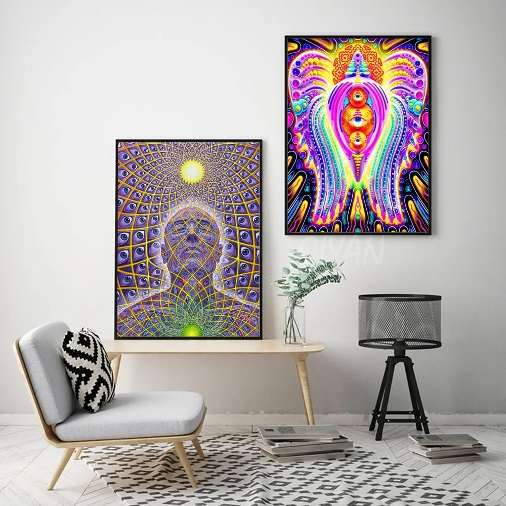 ملصق فني ذاتي اللصق ، ملصق ورقي مقاوم للماء ، ديكور حائط ، تجريدي أليكس رمادي ، فيلم كلاسيكي ، مخدر ، تي-تريبي ، 1.