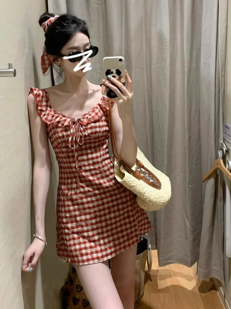 فساتين نسائية أنيقة بدون أكمام صيفية رايون ماكسي حزام سباغيتي شقوق مجوفة مربوطة منتجع عطلة الشاطئ عطلة أنيقة