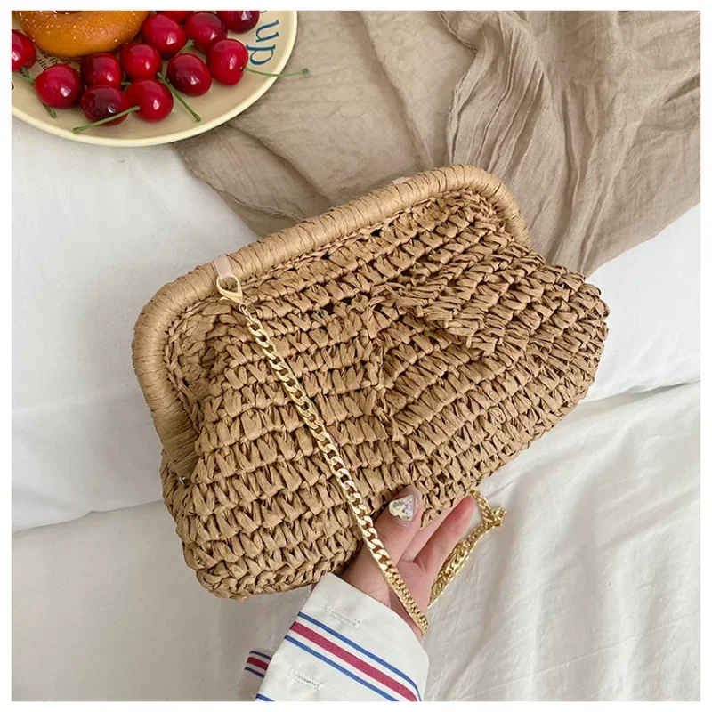 Summer Designer Shoulder Bag Warm Party Straw Weaving Purse Bag Women Pillow Dumpling 2024 Winter Pouch Cloud Cross Body Bag