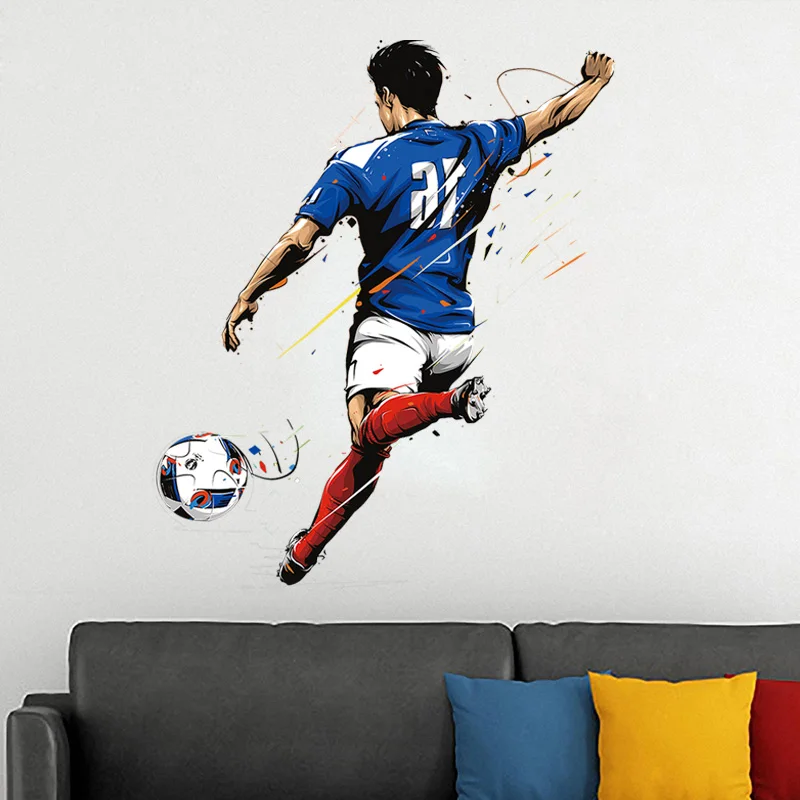 Football Wall Sticker Removable Vinyl Wall Soccer Decal Boys Room Kids Bedroom Living Room Decoration