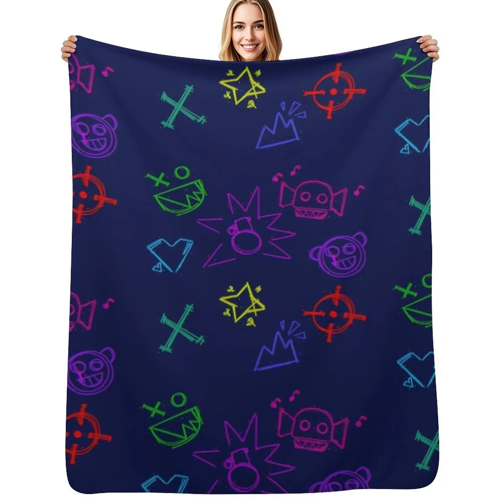 Jinx Scribbles Throw Blanket Warm Flannel Blanket for Couch Chair Bedroom