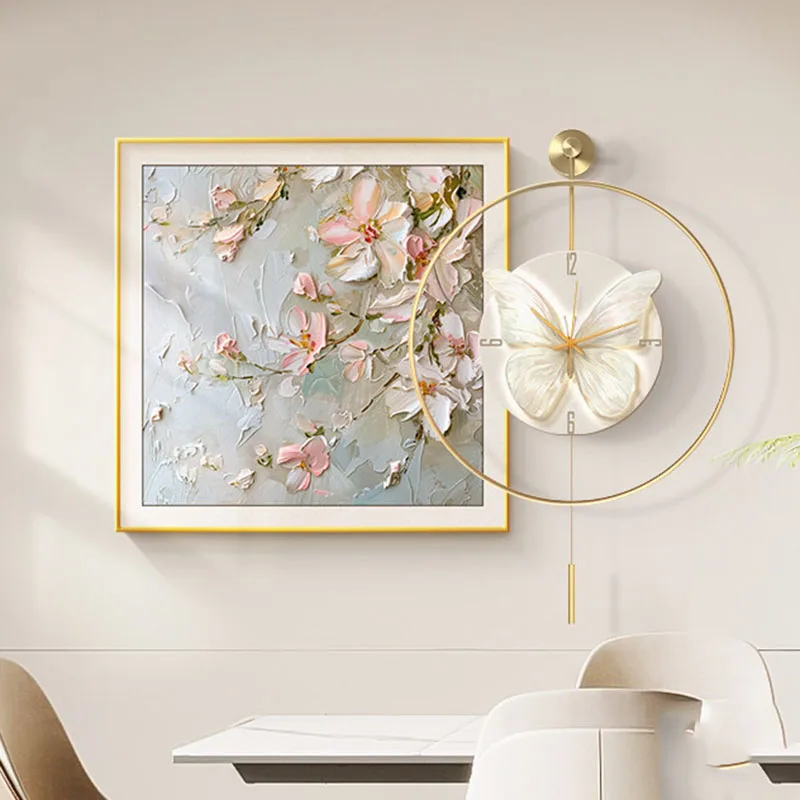 Aesthetic Art Mural Clock Wall Korean Interior Cute Fashion Creative Design Wall Watch Modern Luxury Wanduhr Home Decoration