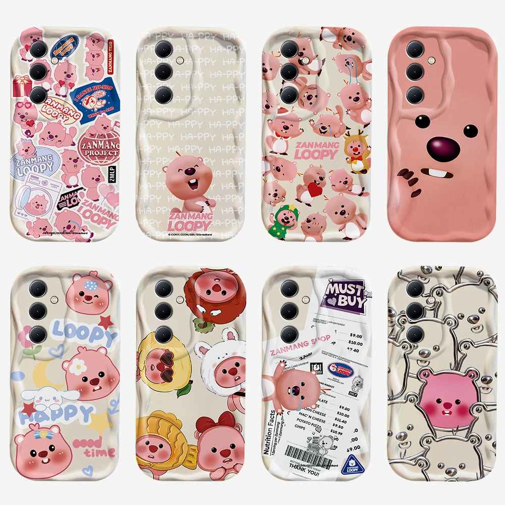 

Cartoon Loopys Korea Hot Dolls 3D Wave Phone Case For Samsung Galaxy S24 S23 S22 S21 S20 FE Plus Ultra 4G 5G Soft Silicone Cover