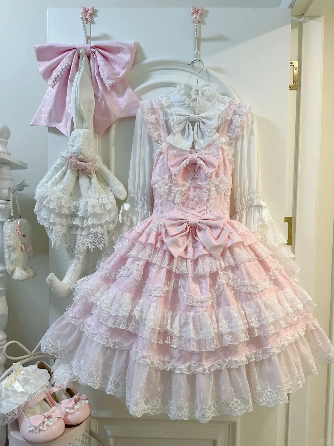 Lolita Trägerkleid Japanischer Süßer Kawaii-Stil Y2K Spitzen-Cosplay-Kleidung Mädchen Vintage Elegantes Festtagskleid 2026 Sommer