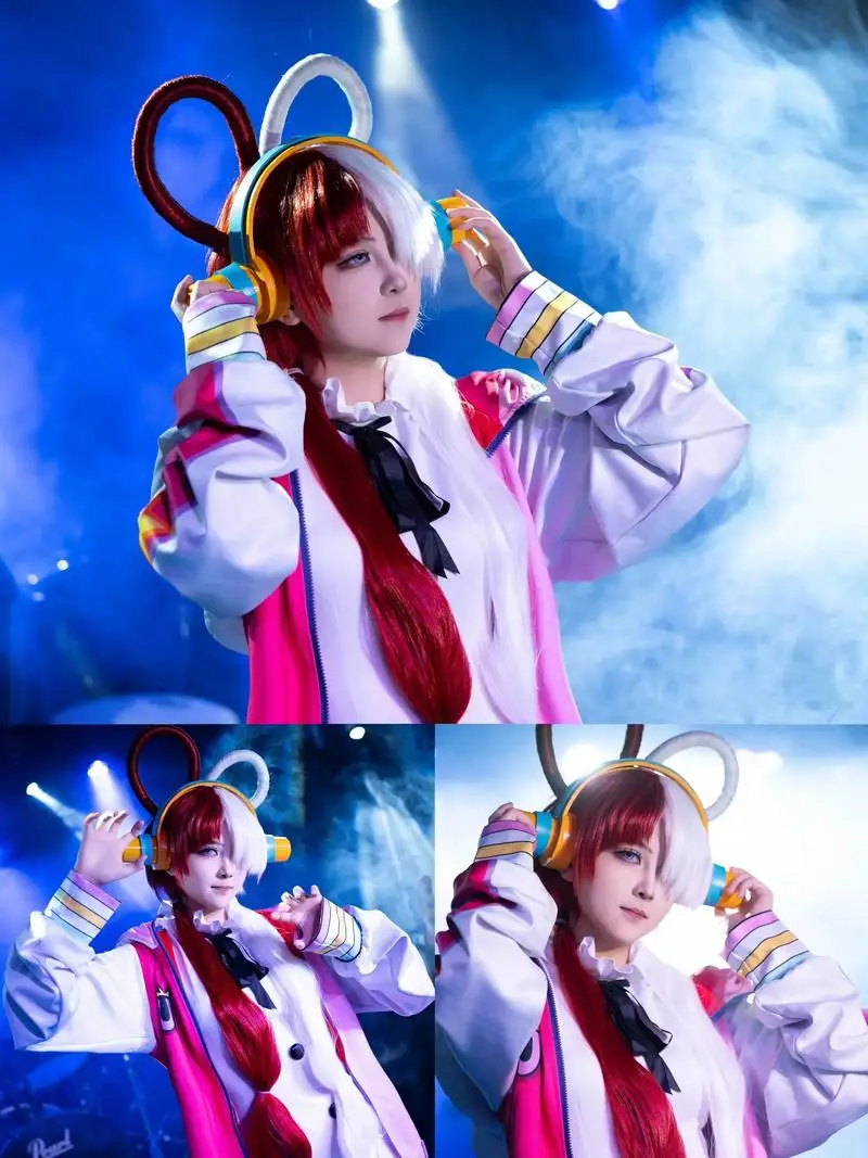 FILM Merah UTA Shanks Daughter Cosplay Anime Costume for Girls Pink Jacket Skirt with Sleeves Women's Dress Coat Suit view 5
